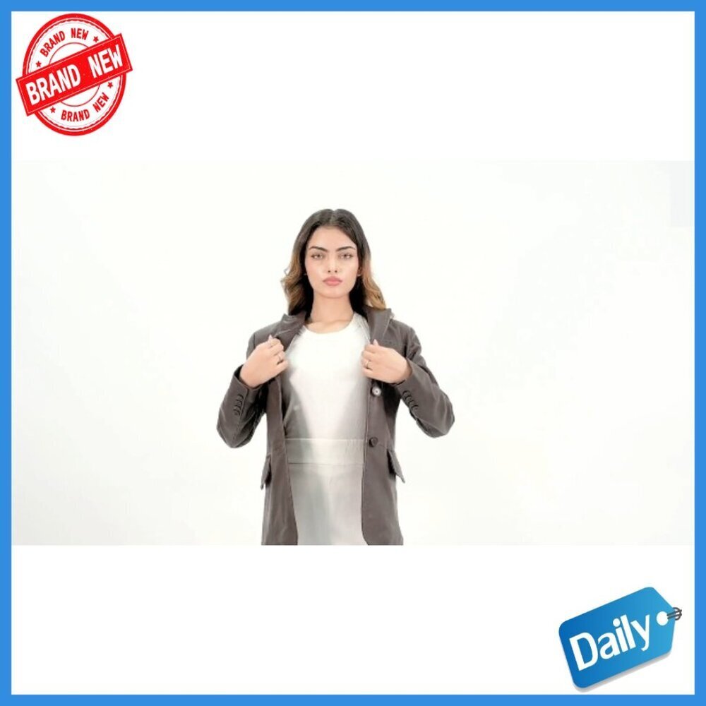Genuine Leather Blazer Jacket Women Tailored Fit Notch Lapel Button Front - Picture 5 of 5